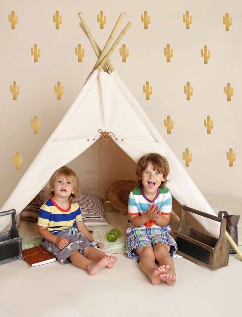 Pöm Le Bonhomme set 30 muurstickers Cactus gold - DE GELE FLAMINGO - Kids concept store 