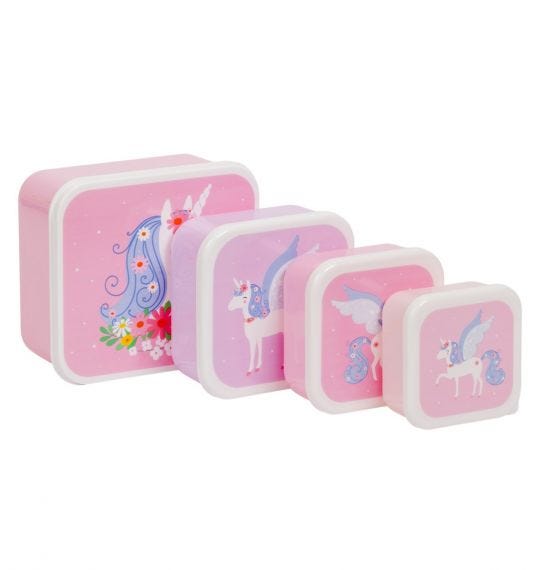 A Little Lovely Company Lunch & Snack Box Set Unicorn De Gele Flamingo