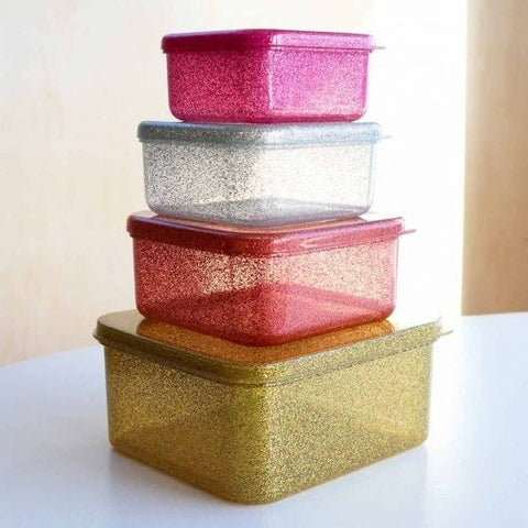 A Little Lovely Company Lunch & Snack Box Set | Glitter Gold Blush
