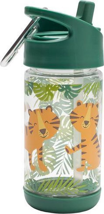 SugarBooger Handige Flip & Sip Tritan Drinkfles Tiger